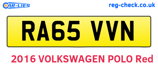 RA65VVN are the vehicle registration plates.