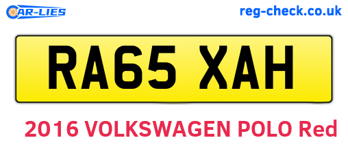 RA65XAH are the vehicle registration plates.
