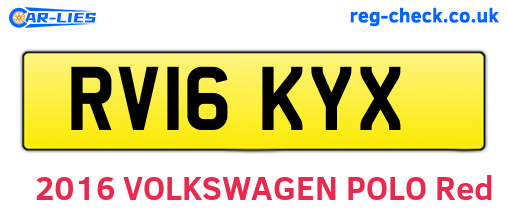 RV16KYX are the vehicle registration plates.
