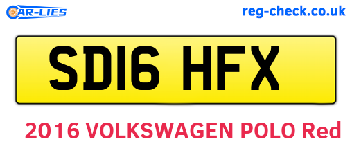 SD16HFX are the vehicle registration plates.