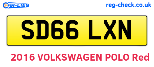 SD66LXN are the vehicle registration plates.