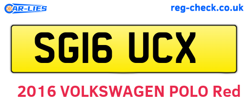 SG16UCX are the vehicle registration plates.