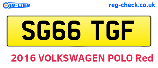 SG66TGF are the vehicle registration plates.