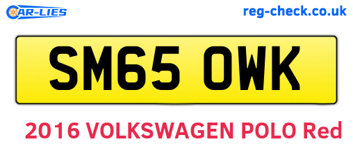 SM65OWK are the vehicle registration plates.