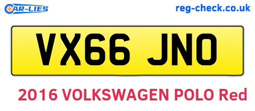 VX66JNO are the vehicle registration plates.