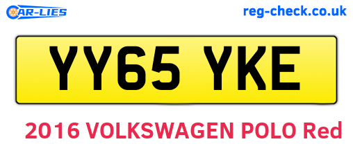 YY65YKE are the vehicle registration plates.