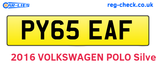 PY65EAF are the vehicle registration plates.