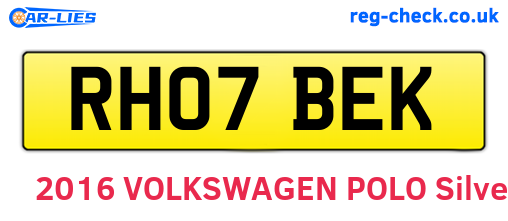 RH07BEK are the vehicle registration plates.