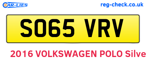 SO65VRV are the vehicle registration plates.