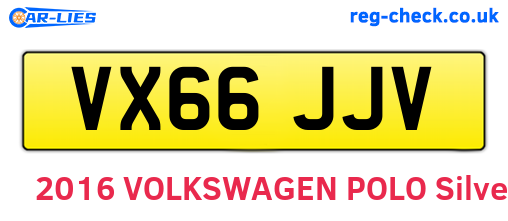 VX66JJV are the vehicle registration plates.