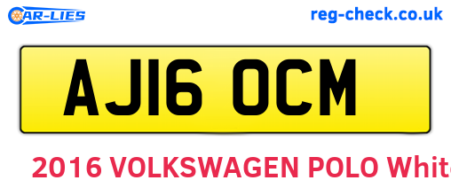 AJ16OCM are the vehicle registration plates.