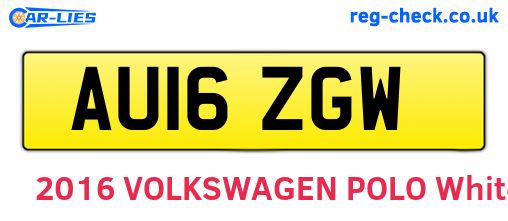AU16ZGW are the vehicle registration plates.