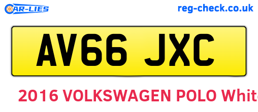 AV66JXC are the vehicle registration plates.