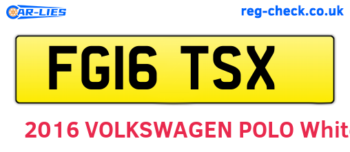FG16TSX are the vehicle registration plates.