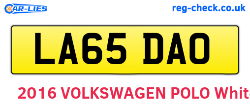 LA65DAO are the vehicle registration plates.