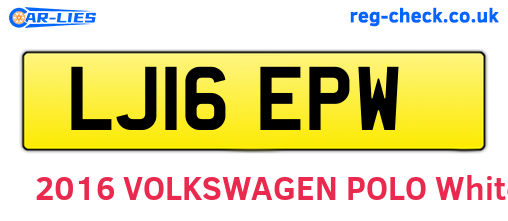 LJ16EPW are the vehicle registration plates.