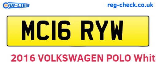 MC16RYW are the vehicle registration plates.