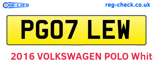 PG07LEW are the vehicle registration plates.