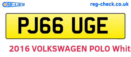 PJ66UGE are the vehicle registration plates.