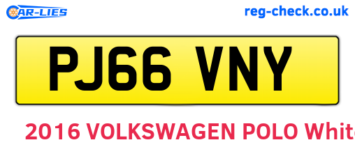 PJ66VNY are the vehicle registration plates.