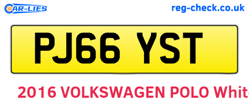 PJ66YST are the vehicle registration plates.