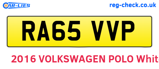 RA65VVP are the vehicle registration plates.