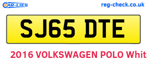 SJ65DTE are the vehicle registration plates.