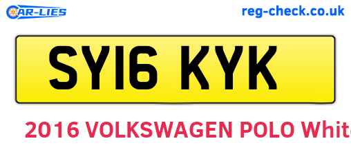 SY16KYK are the vehicle registration plates.