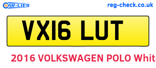 VX16LUT are the vehicle registration plates.
