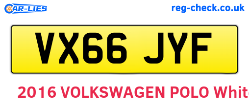 VX66JYF are the vehicle registration plates.
