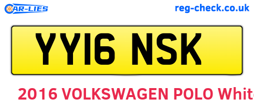 YY16NSK are the vehicle registration plates.