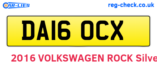 DA16OCX are the vehicle registration plates.