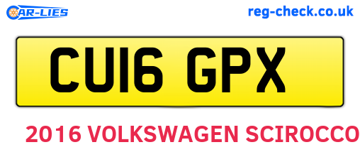 CU16GPX are the vehicle registration plates.