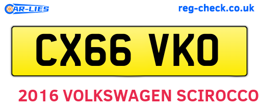 CX66VKO are the vehicle registration plates.