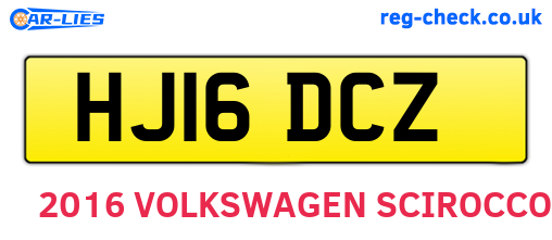 HJ16DCZ are the vehicle registration plates.