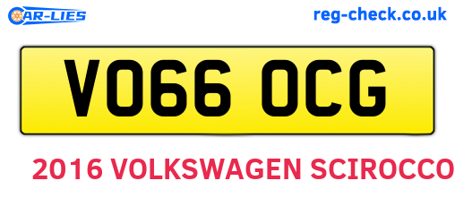 VO66OCG are the vehicle registration plates.