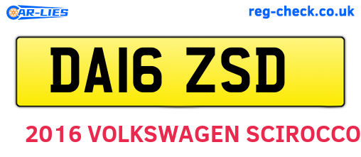 DA16ZSD are the vehicle registration plates.
