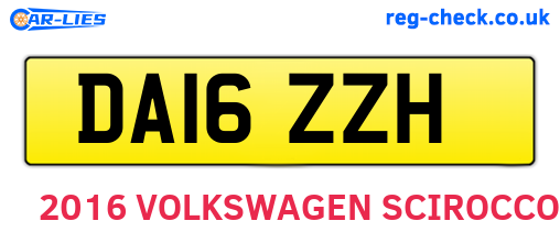 DA16ZZH are the vehicle registration plates.