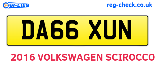 DA66XUN are the vehicle registration plates.