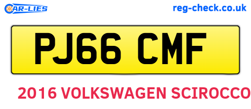 PJ66CMF are the vehicle registration plates.