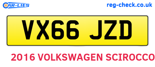 VX66JZD are the vehicle registration plates.
