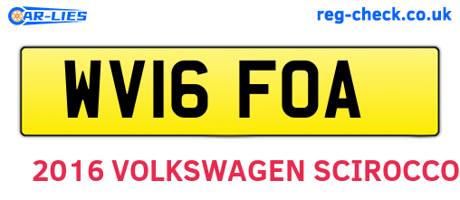 WV16FOA are the vehicle registration plates.