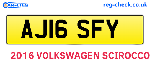 AJ16SFY are the vehicle registration plates.