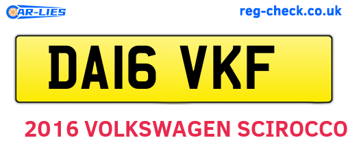 DA16VKF are the vehicle registration plates.