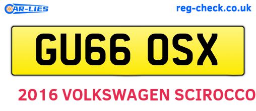 GU66OSX are the vehicle registration plates.