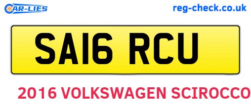 SA16RCU are the vehicle registration plates.
