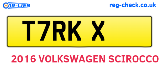 T7RKX are the vehicle registration plates.