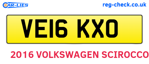 VE16KXO are the vehicle registration plates.