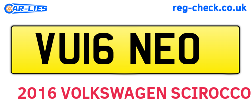 VU16NEO are the vehicle registration plates.