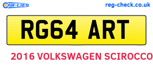 RG64ART are the vehicle registration plates.